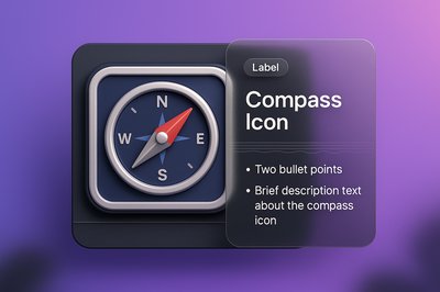 Elegant Compass Icon with Information Overlay