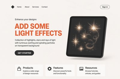 Modern Landing Page Design with Light Effects