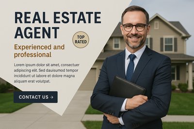 Professional Real Estate Agent with Engaging Design Elements