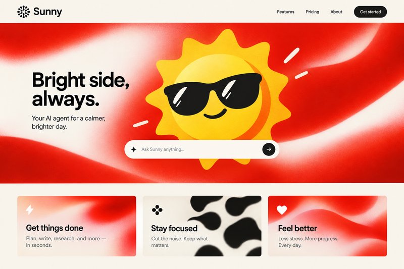 Bright landing page design