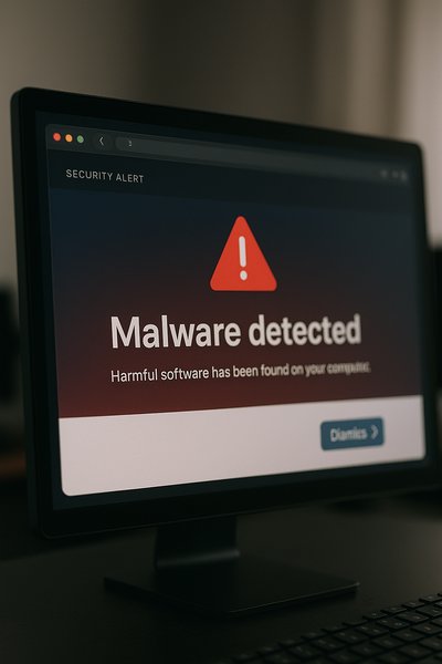Stylish Web Design Featuring Malware Alert Notification