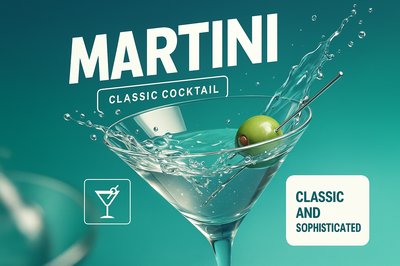 Stylish 3D Composition of a Martini Cocktail