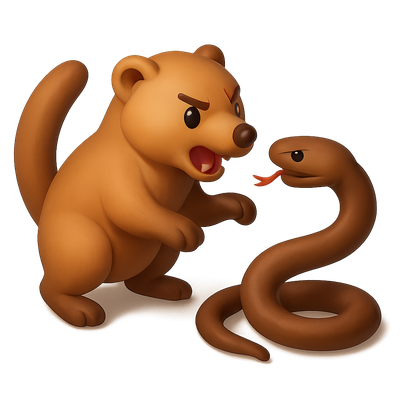 3D Mongoose Icon Engaging in Battle with Snake