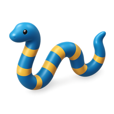 Colorful 3D Sea Snake Icon with Isometric View