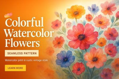 Colorful Watercolor Flowers Seamless Pattern Design