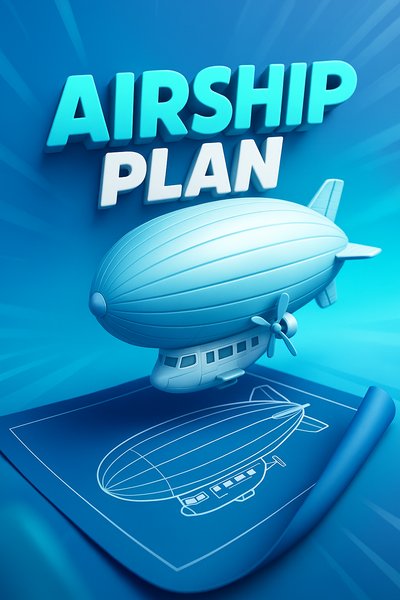 Dynamic Airship Plan Illustration with 3D Elements