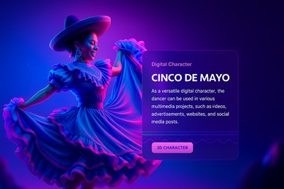 Vibrant Cinco de Mayo Dancer in Neon Lights