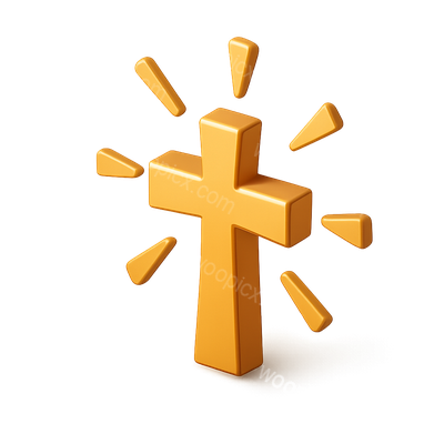 Stylized 3D Constantine Cross Icon with Radiant Background