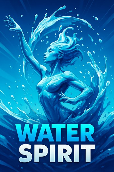 Dynamic Water Spirit Illustration with Engaging Aesthetics