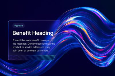 Abstract Neon Waves with Integrated Feature Block for Web Design