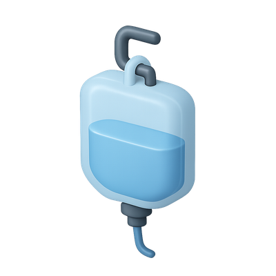 Stylized 3D IV Bag Icon with Volumetric Design