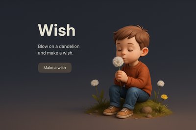 Charming 3D Scene of a Child Making a Wish