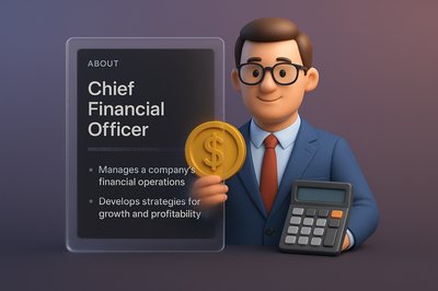 3D Illustration of a Chief Financial Officer with Financial Tools