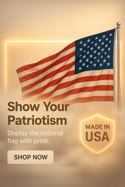 Promotional Graphic for American Flag Merchandise