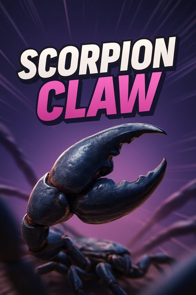 Dynamic Scorpion Claw Illustration with Bold Text