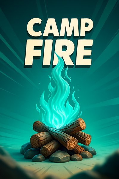 Dynamic Campfire Illustration with Vibrant Flames