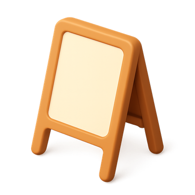 3D Isometric Standing Sign with Volumetric Effect
