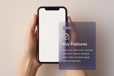 Purple Smartphone Held in Hands with Text Overlay