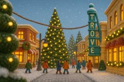 Cozy Los Angeles Scene in Snow with Yarn Aesthetics