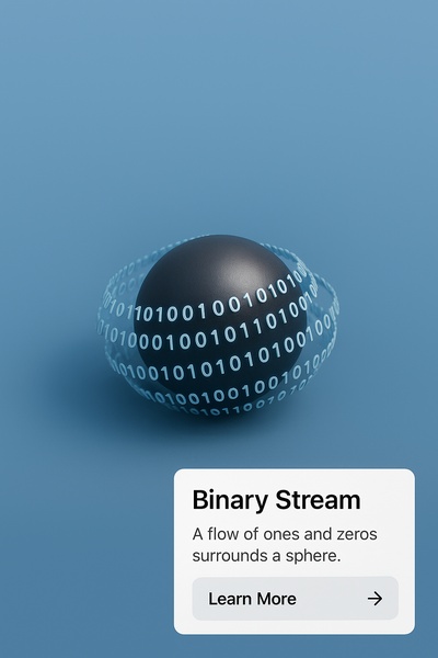 3D Scene of Binary Stream Surrounding a Sphere