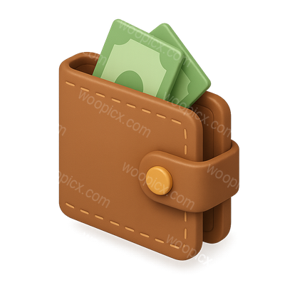 Stylish 3D Wallet Icon with Cash Displayed