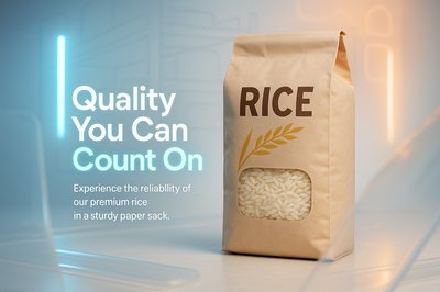 Premium Rice Packaging with Modern Design Elements