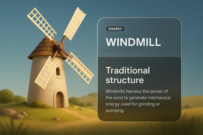 3D Windmill Illustration with Informative Overlay