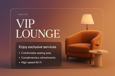 Elegant VIP Lounge with Modern Amenities and Cozy Atmosphere