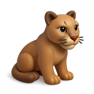 3D Cougar Icon in Isometric View with Volumetric Feel