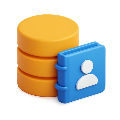 Stylized 3D CRM Database Icon with Isometric Design