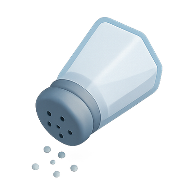 Illustration of a Spilled Salt Shaker with Granules