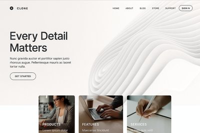 Cinematic Landing Page Design with Modern Aesthetic
