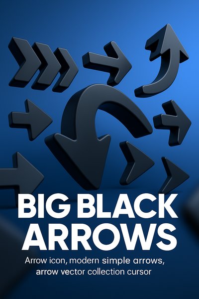 Stylish 3D Black Arrow Icons Set for Modern Design