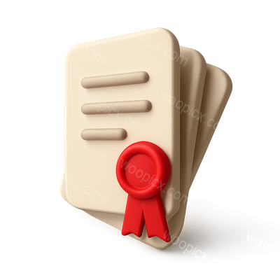 3D Icon of Sealed Documents with Ribbon