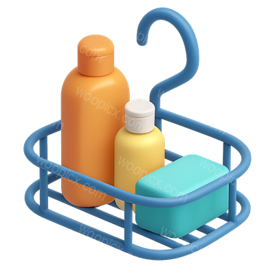 Stylish 3D Shower Caddy Icon for Toiletries