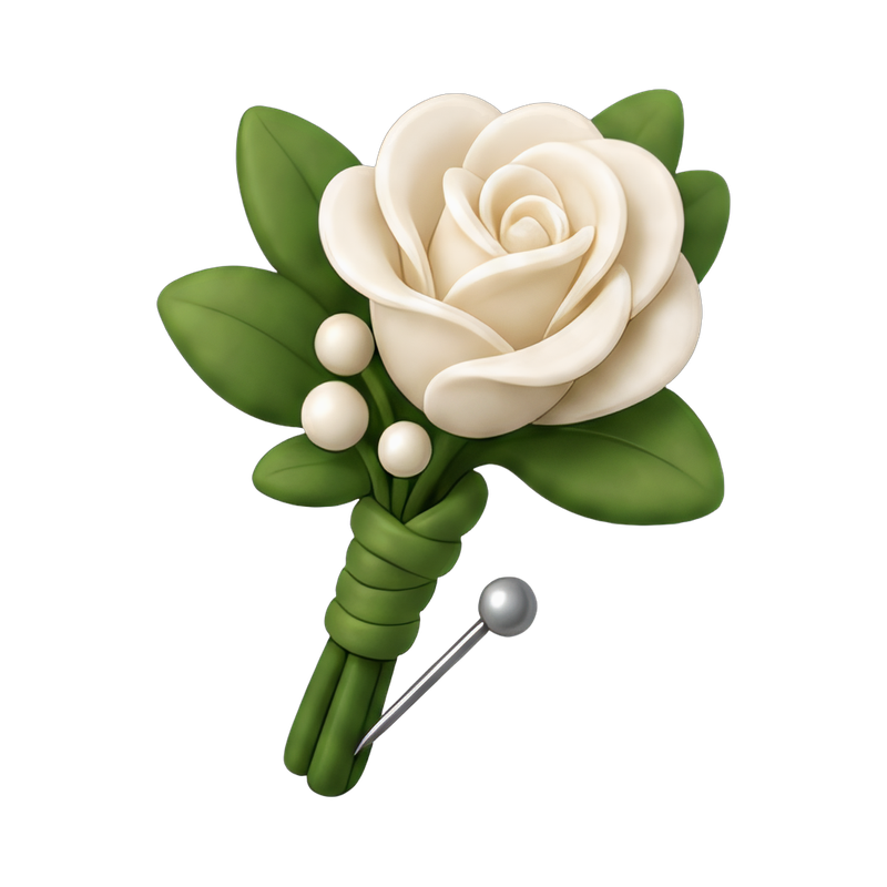Elegant boutonniere flower pin
