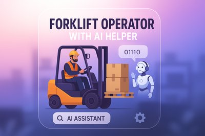 Forklift Operator with AI Assistant in Modern Design