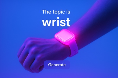 Neon Pink Wrist Watch Glowing in Blue Background