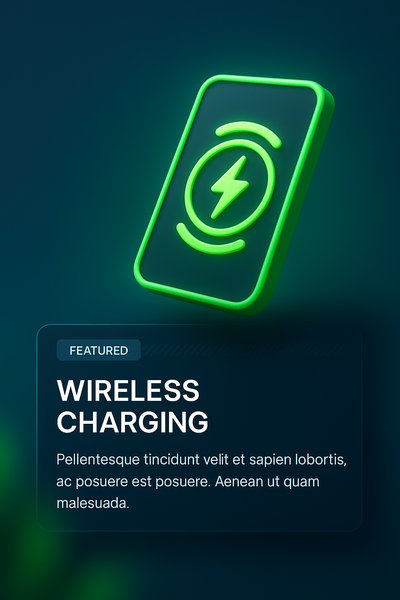 Neon Green Wireless Charging Icons on Dark Background