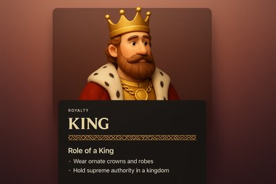 3D Illustration of a Royal King Character with Information Blocks