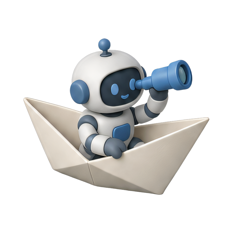 robot sailing on digital waves