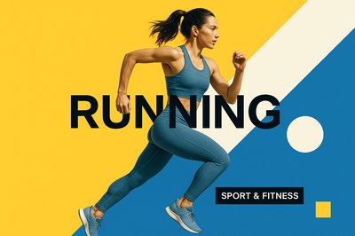 Dynamic Running Visual with Clean Graphics and Bold Typography