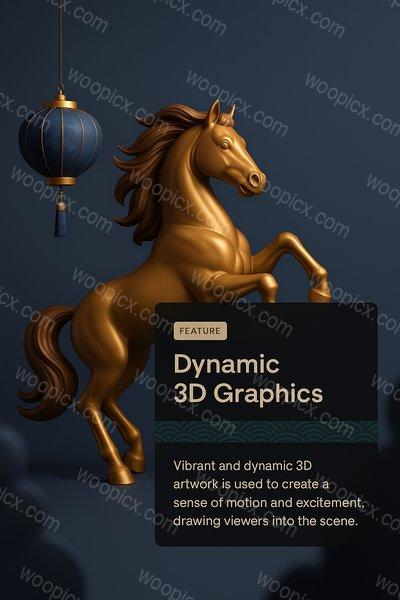 Elegant 3D Illustration for Year of the Horse 2026