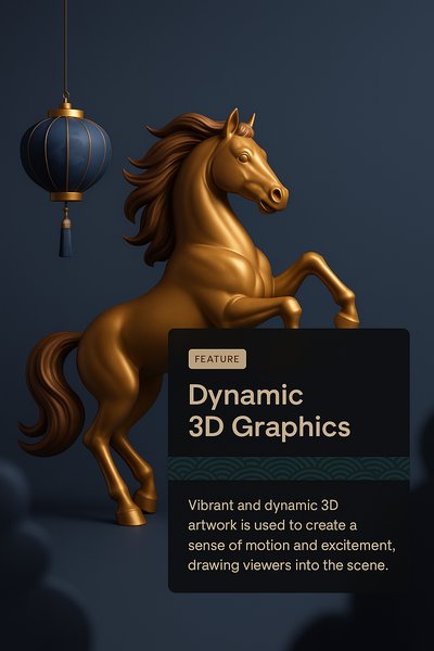 Elegant 3D Illustration for Year of the Horse 2026