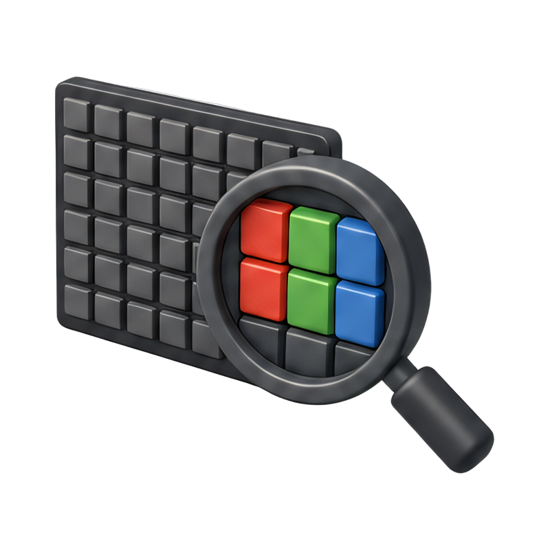 Magnified pixel grid view
