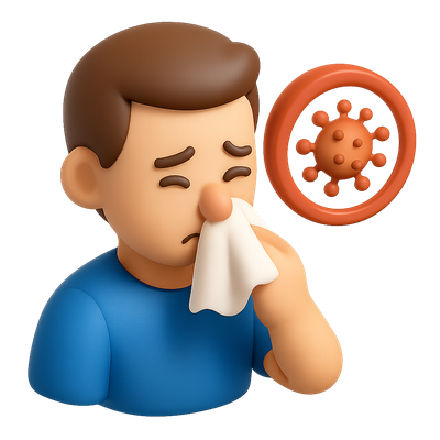 3D Allergy Icon Depicting Symptoms and Causes