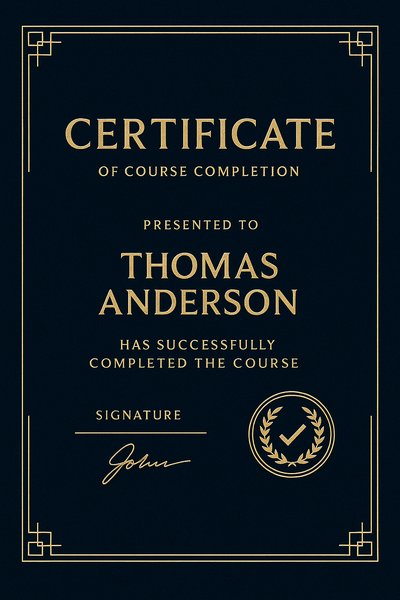 Elegant Course Completion Certificate Design