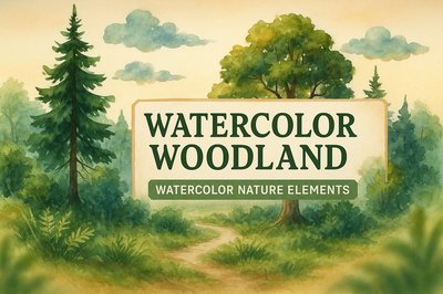 Serene Watercolor Woodland Landscape Illustration