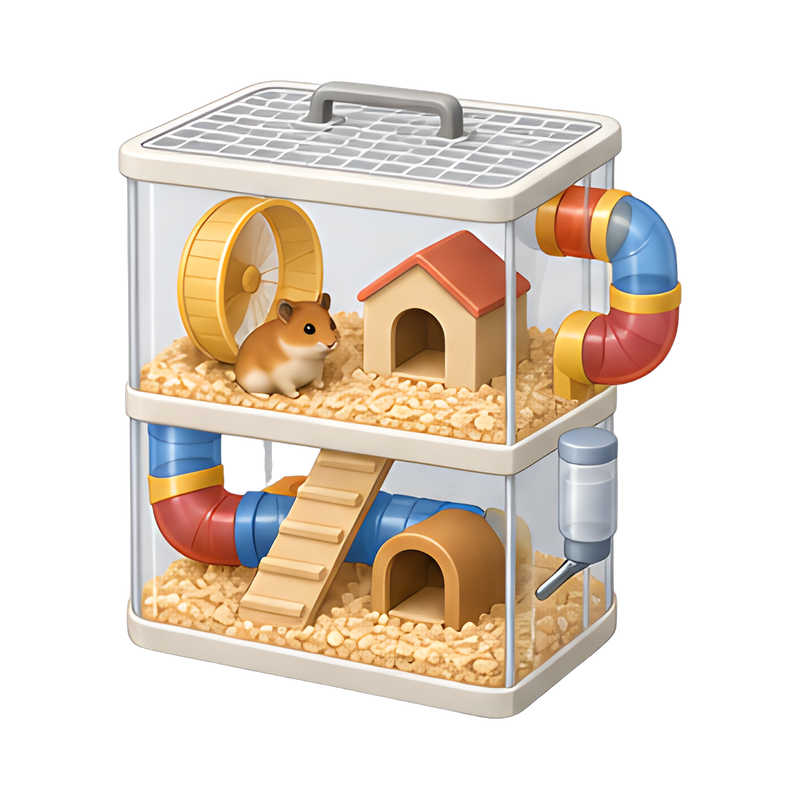 colorful multi-level hamster cage