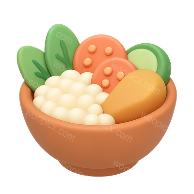 Colorful 3D Bowl Icon with Vegetables